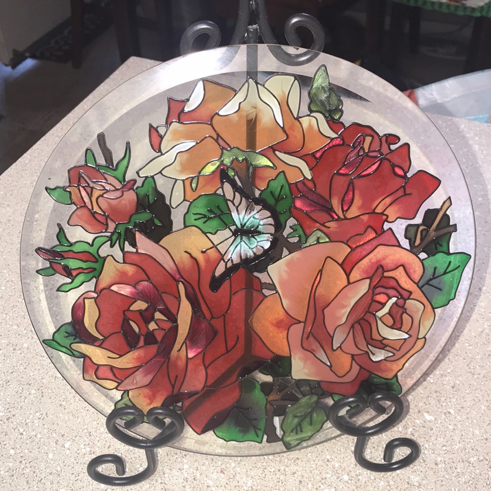 New Joan Baker Floral Glass Suncatcher
